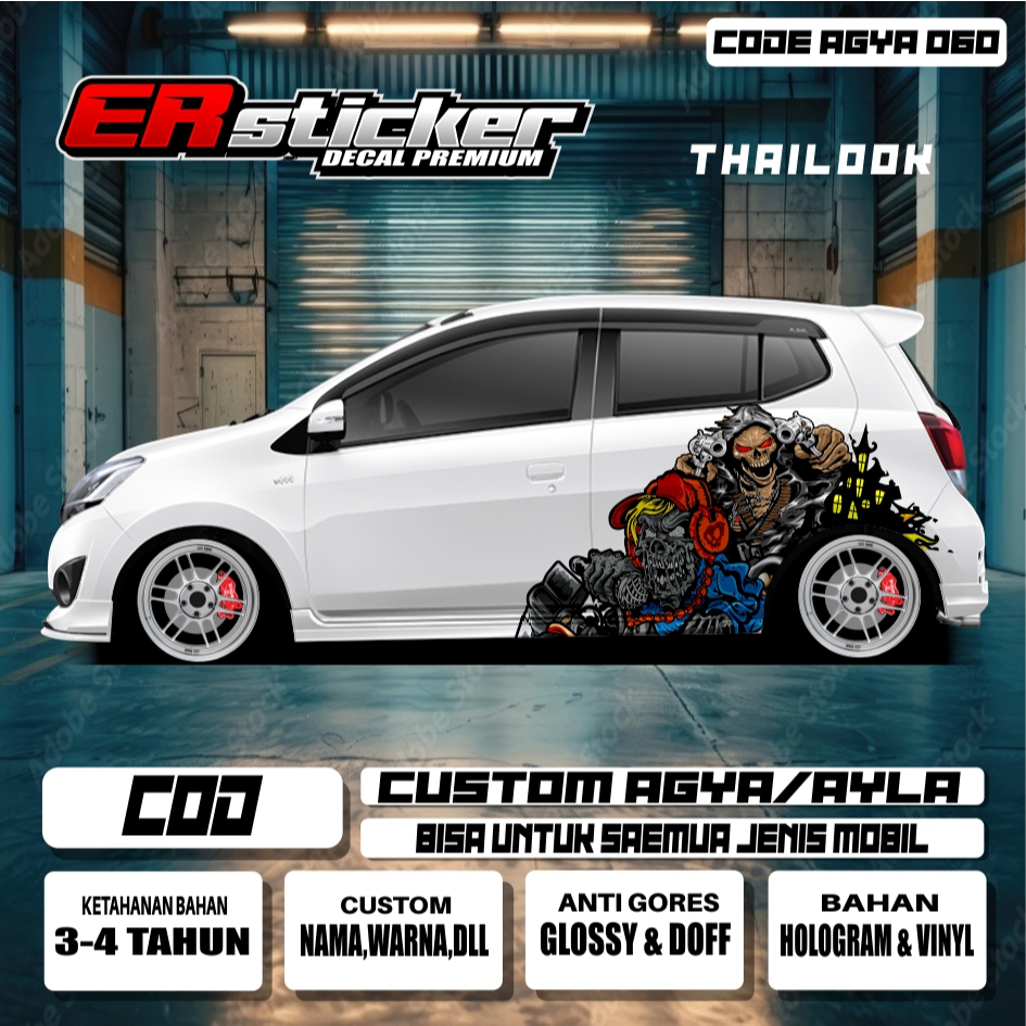 STICKER BODY MOBIL MOTIF ZOMBIE AGYA AYLA / AGYA 060-067 FREE CUSTOM