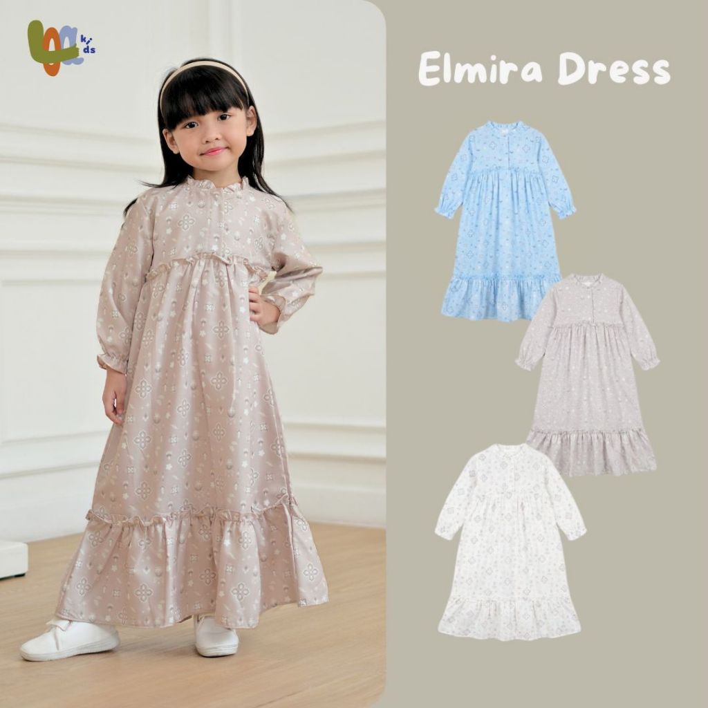 LOA STUDIOS Kids -  Elmira Dress Motif Anak Gamis Perempuan Raya Collection Elmira Gamis
