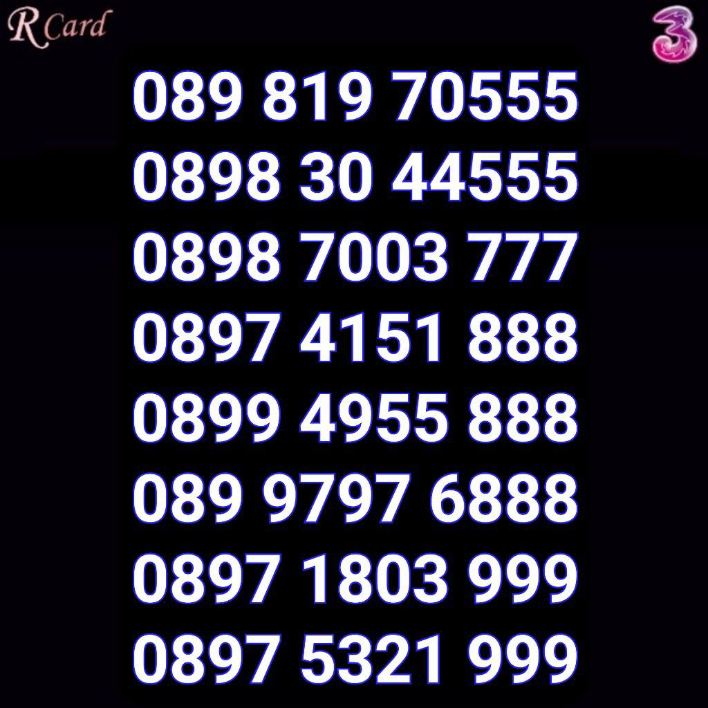 Perdana Nomor Cantik Three Tri 11 Digit Tripel 555 777 888 999