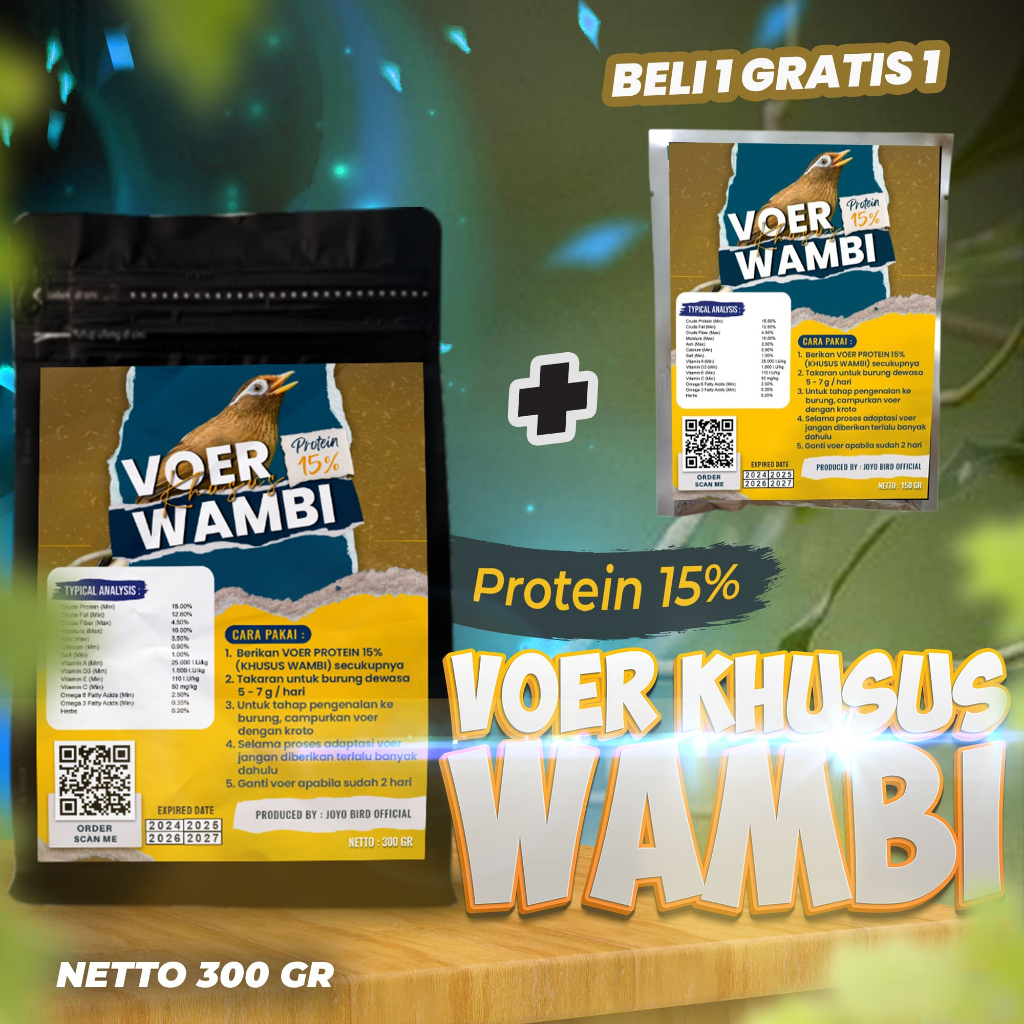 MAKANAN BURUNG WAMBIE | VOER BURUNG WAMBIE | VOER HARIAN | VOER NUTRISI KOMPLIT | VOER HARIAN KHUSUS