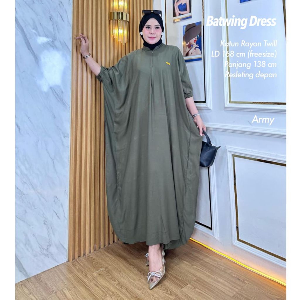 BATWING DRESS RAYON TWILL / DRESS KELELAWAR / DRESS OVERSIZE