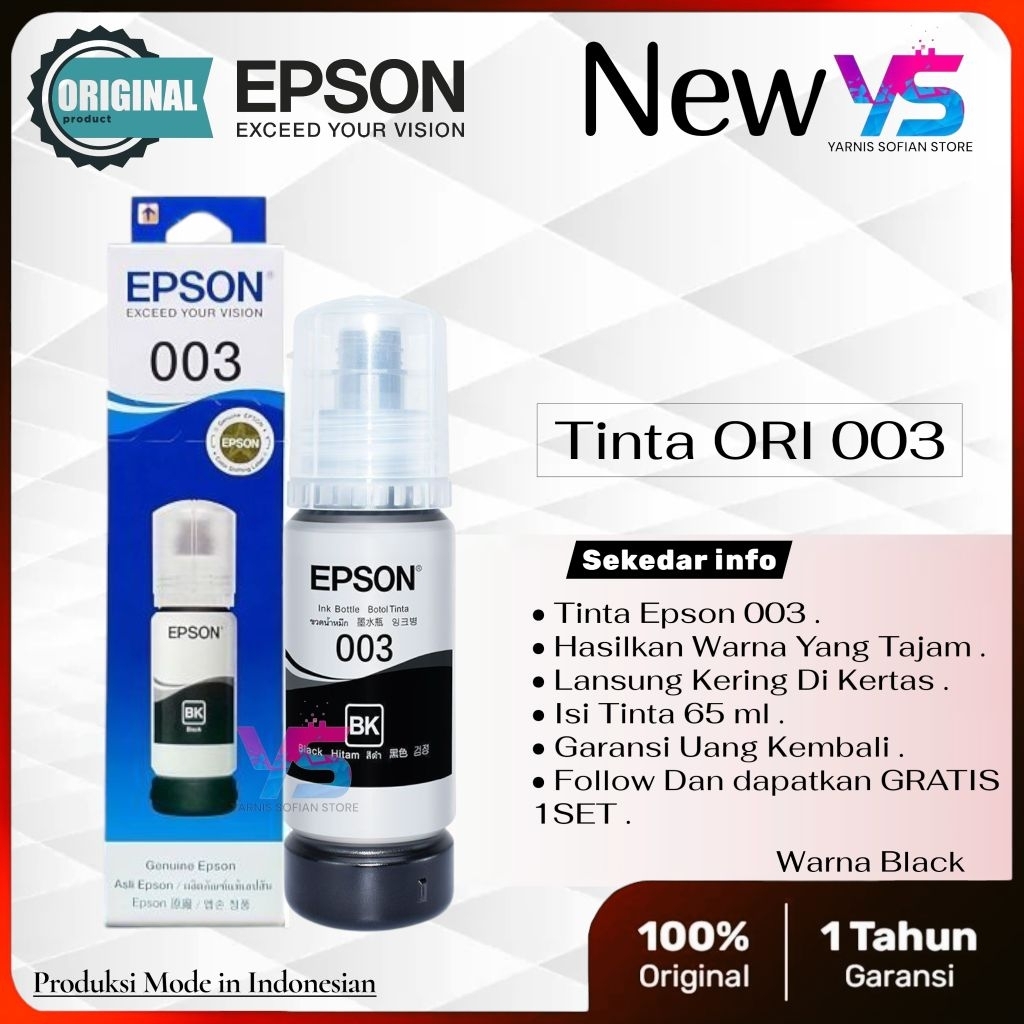 Tinta Epson 003 Original For Printer Epson L1110 L3110 L3150 L5190
