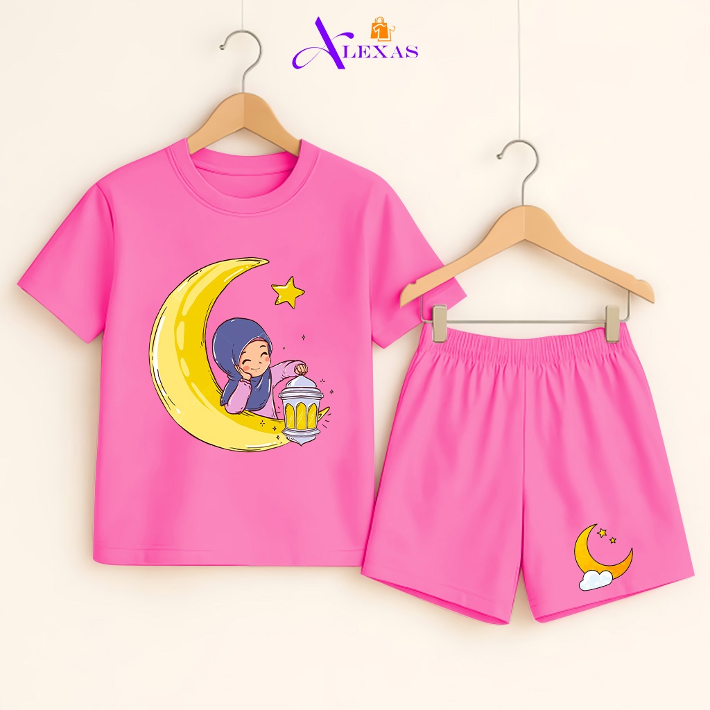 Baju Anak Lengan Pendek Motif Muslimah Lebaran Umur 1-10 Tahun
