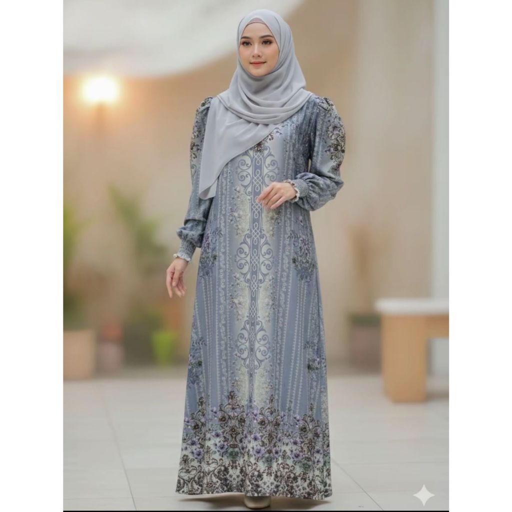 Gamis Wanita Premium Full Printing Motif Floral | 34