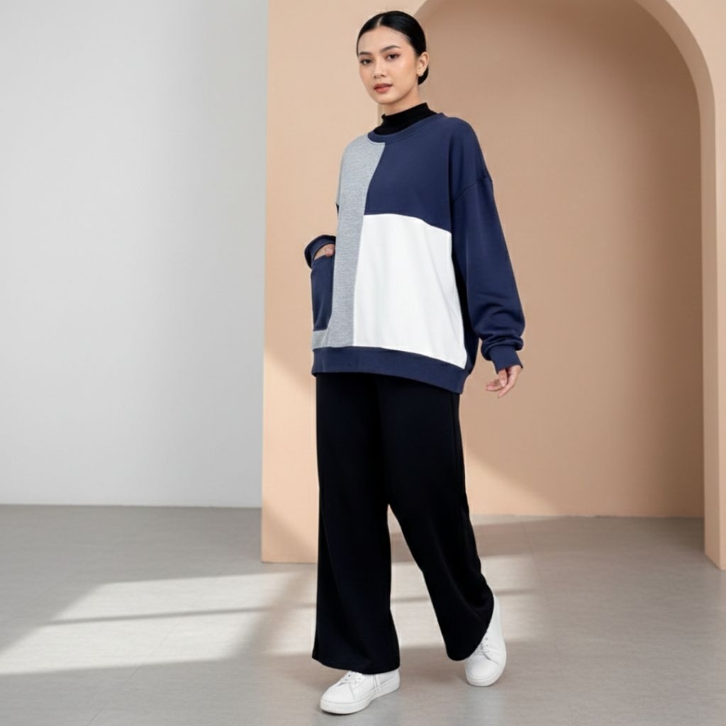 Lezahrasignature Baju Olahraga Lengan Panjang Muslim Wanita Set Sporty Jogging Runnning Fit L -XL Cu