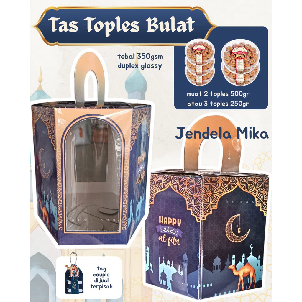 Gable hexagonal motif ramadhan tas toples 250gr bulat isi 3 tas toples 500gr bulat isi 2 motif ramad