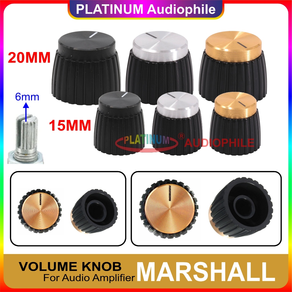Knob Potensio 15mm & 20mm Knop Potensio Potensiometer Aluminium Alloy Gold Silver Black