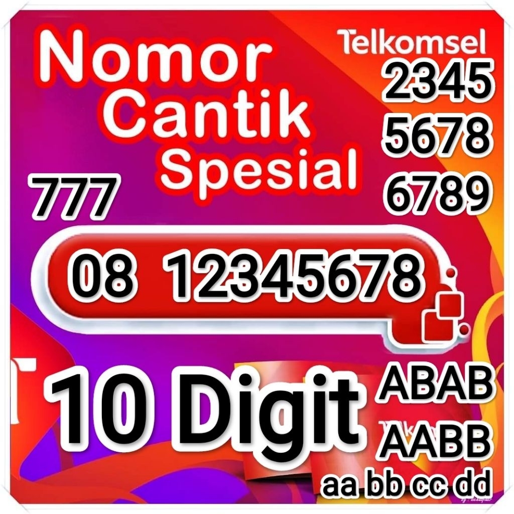 Nomor Cantik Simpati Telkomsel 10 Angka Kartu Perdana 10 Digit Reguler Prabayar