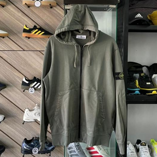 STONE ISLAND ZIP HOODIE OLIVE GREEN