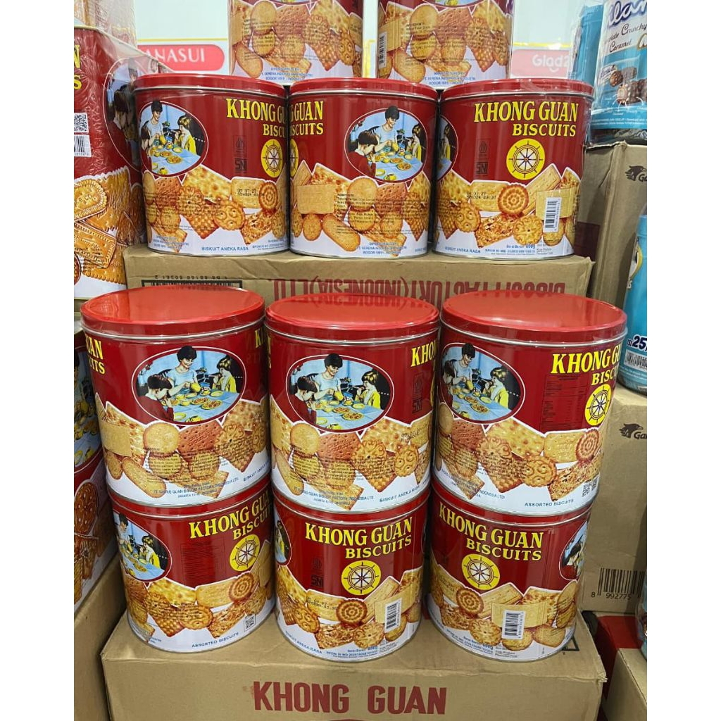 KHONG GUAN KALENG 650 gr/KHONG GUAN BISCUIT ASSORTED RED MINI/1 dus isi 6 kaleng/