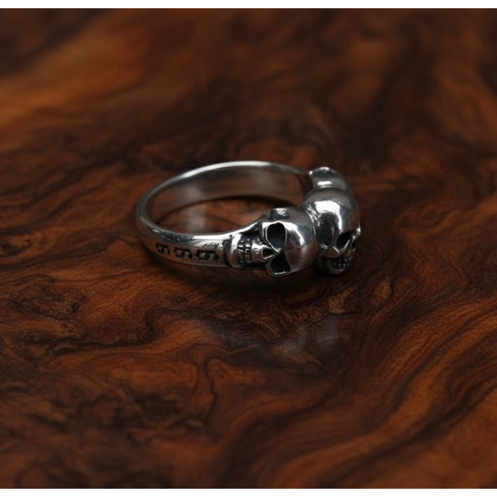 cincin skull 666 silver