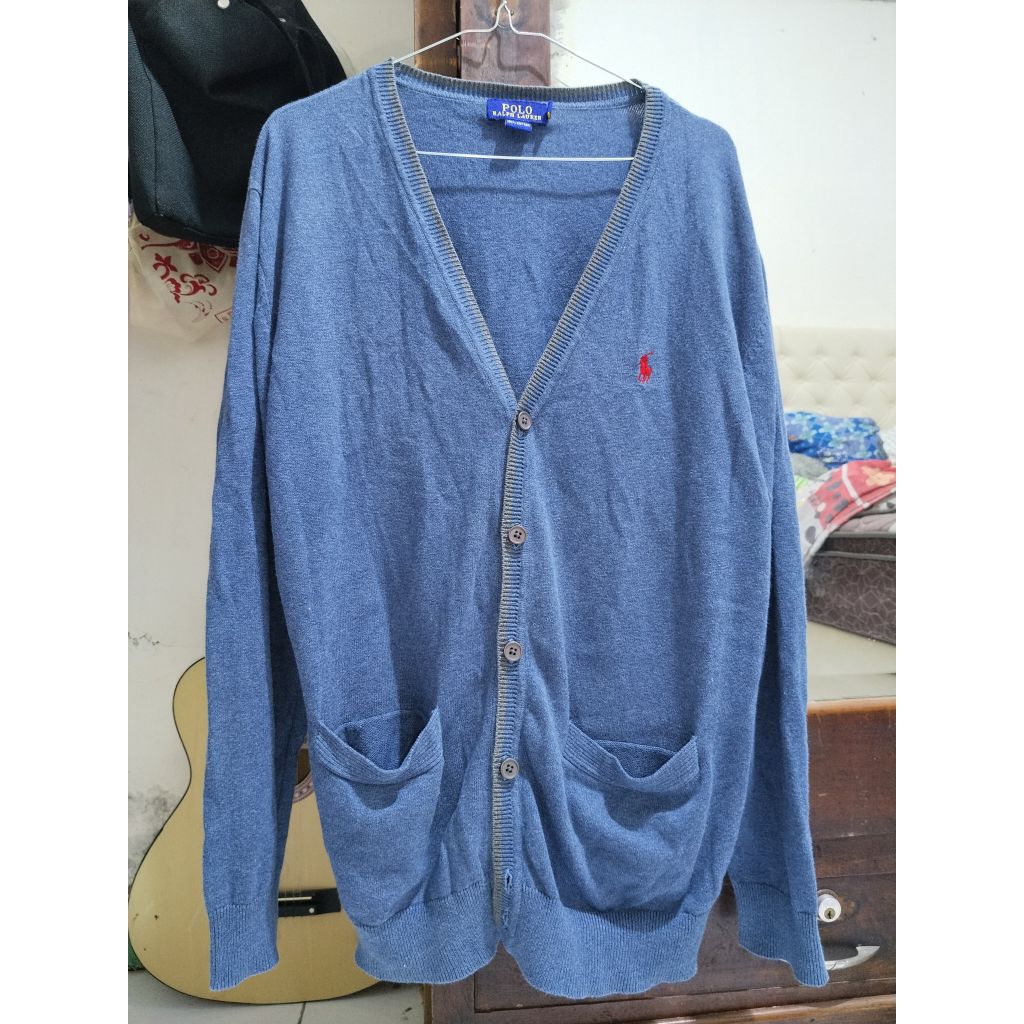 cardigan polo Ralph Lauren biru ORI 100% preloved