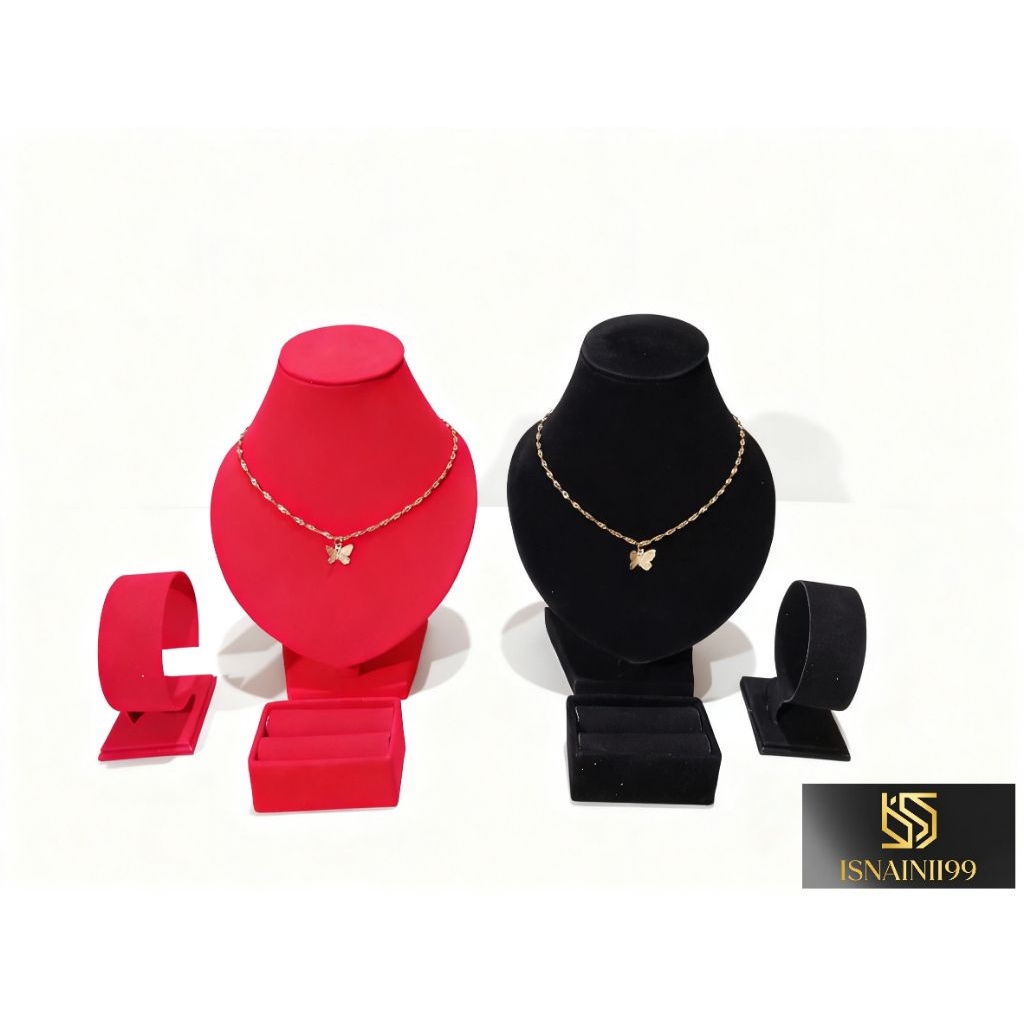 Display kalung satu set bentuk bulat/tempat perhiasan satu set seserahan pernikahan/jewelry Mannequi