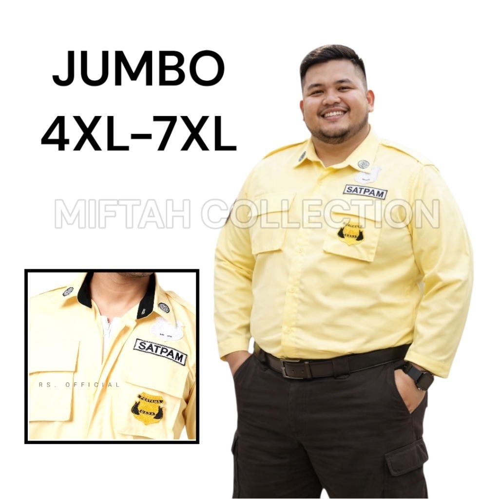 Seragam JUMBO pdl security kerah hitam resleting Baju dinas pdl satpam jumbo 4XL-5XL-6XL-7XL