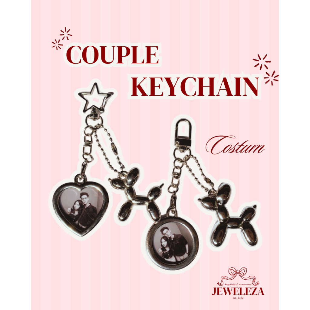 Jeweleza.id | Keychain Couple | Gantungan Kunci Besi Foto Custom | Custom Gift | Valentine gift | Ka