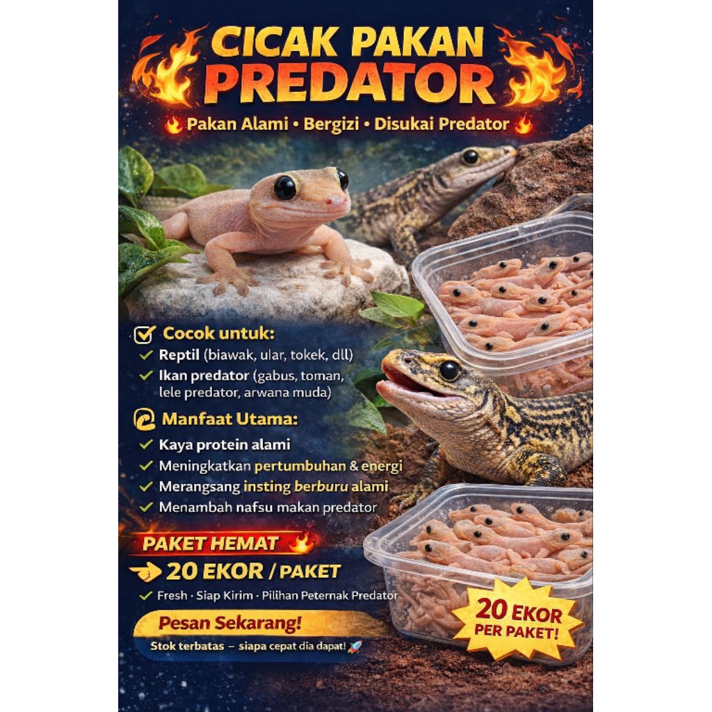 CICAK HIDUP PAKAN PREDATOR 20 EKOR