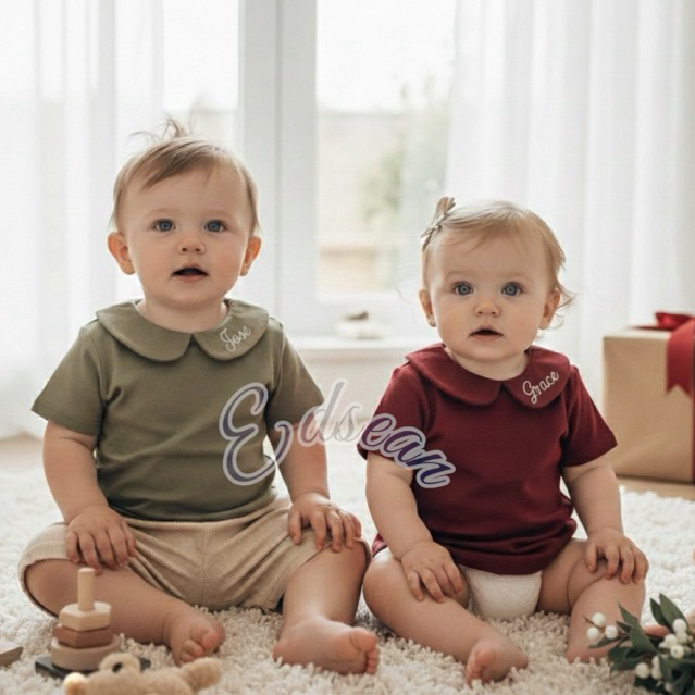 Custom Embroidery Bordir Nama Inisial - Baju Atasan Nama Anak Bayi Newborn Unisex Embroidery - EDSEA