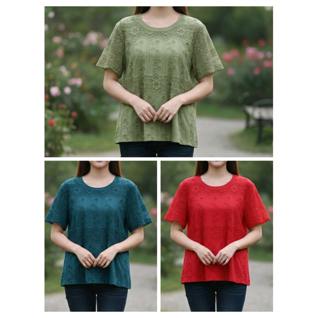 MY Blus Wanita Premium Katun Brokat Sunflower