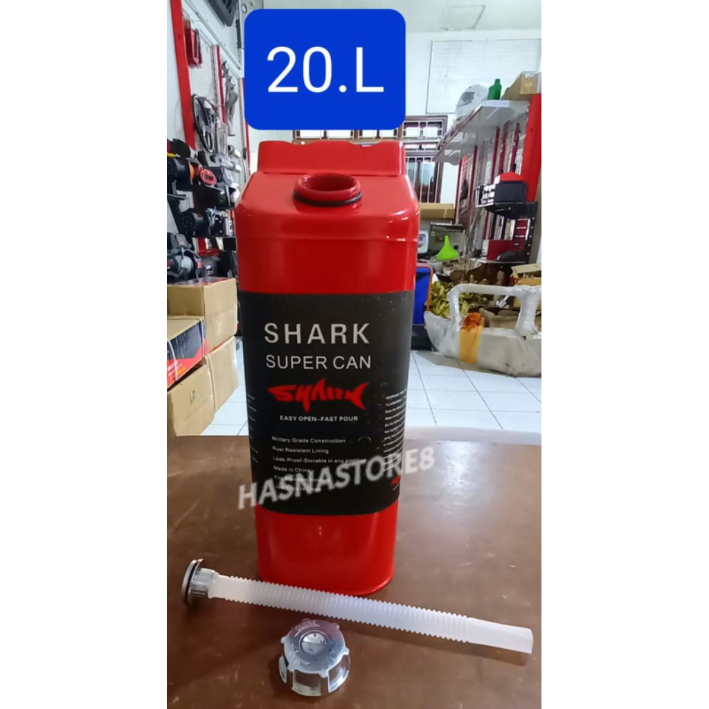 JERIGEN SHARK BAHAN BESI 10-20L + CORONG OFFROAD