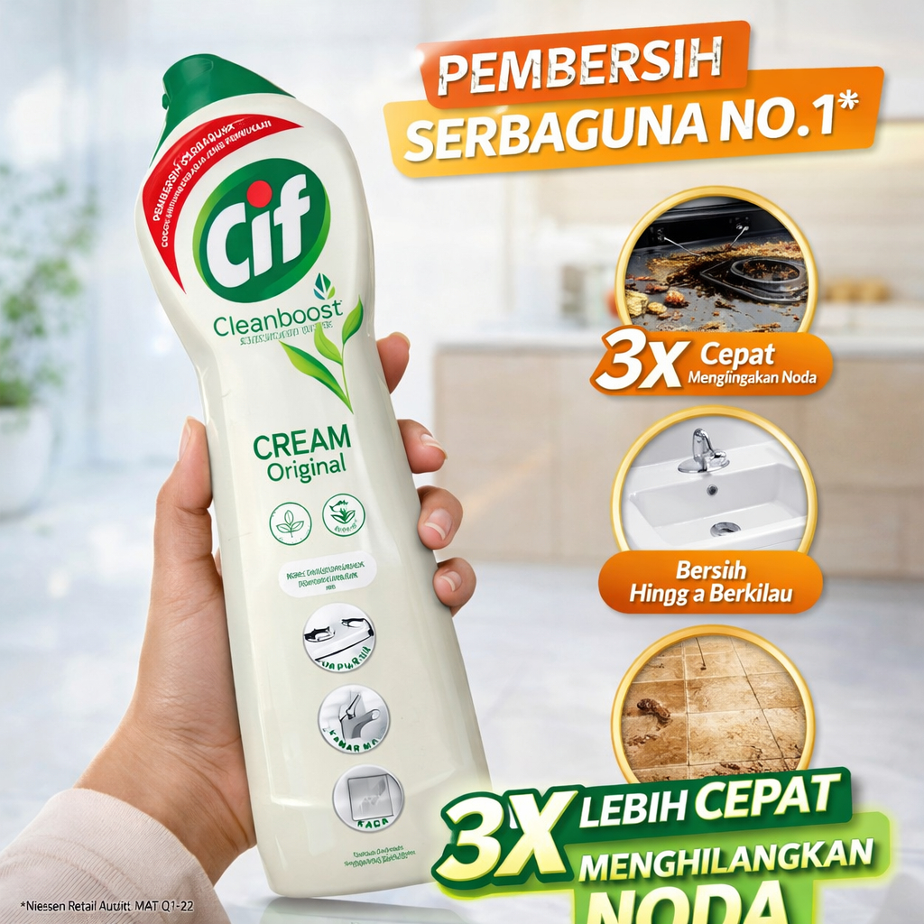 Cif Cream Botol 660g – Krim Pembersih Serbaguna Stainless & Kerak Membandel
