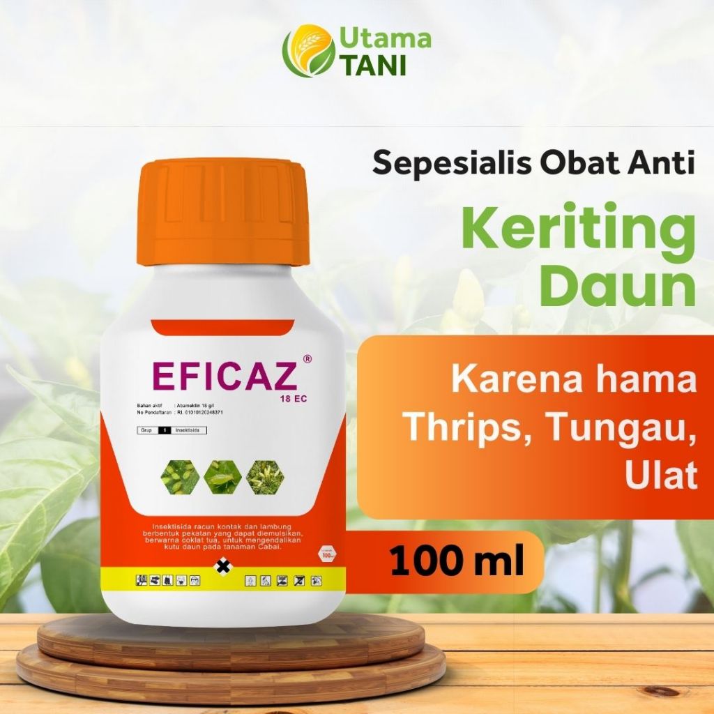 Obat Keriting Daun Tanaman Thrips Tungau dan Ulat Eficaz 100ml Anti Kriting Daun pada Tanaman Cabe C