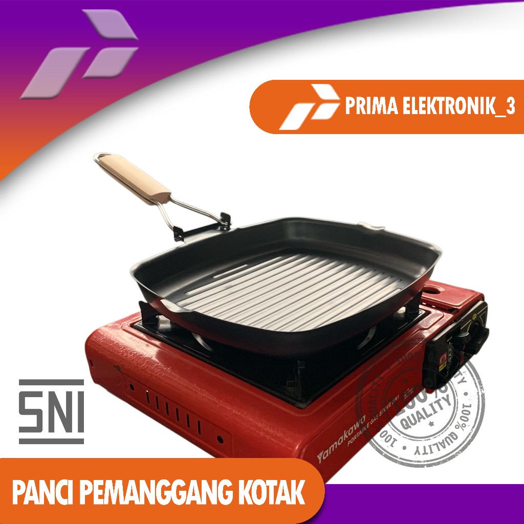 Grill Pan Kotak Panci Pemanggang Lipat BBQ Ayam Bakar & Steak Premium