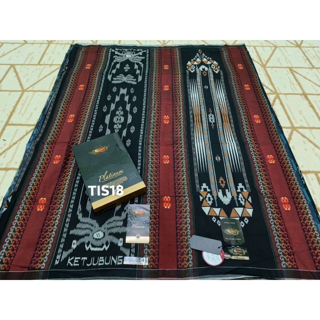 Sarung Ketjubung Platinum Motif TIS - Timbul Ikat Songket Original Full Sutra Mesres | Sarung Premiu