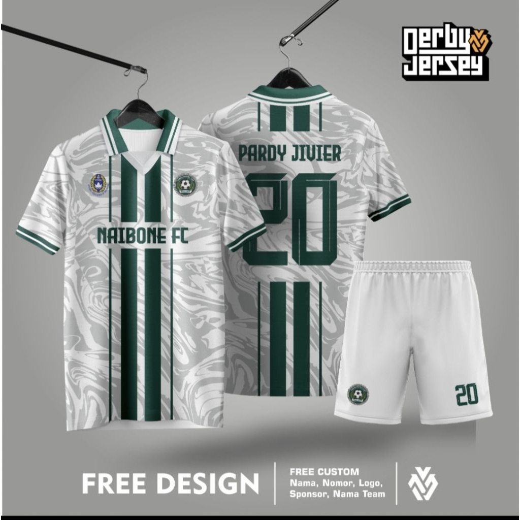 Jersey Printing Motif Square Biru muda Putih Custom Jersey Futsal Jersey Sepakbola