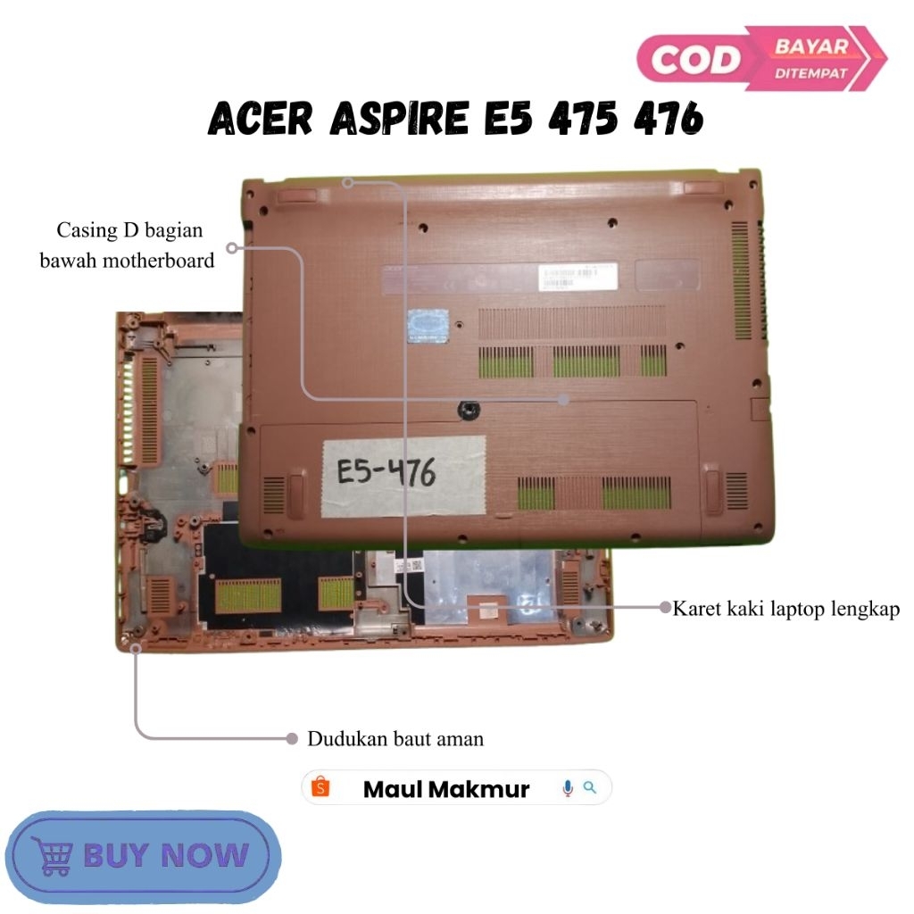 SECOND Casing Bawah Laptop | Acer Aspire E5 475 476 | Case D Bagian Bawah Motherboard Laptop