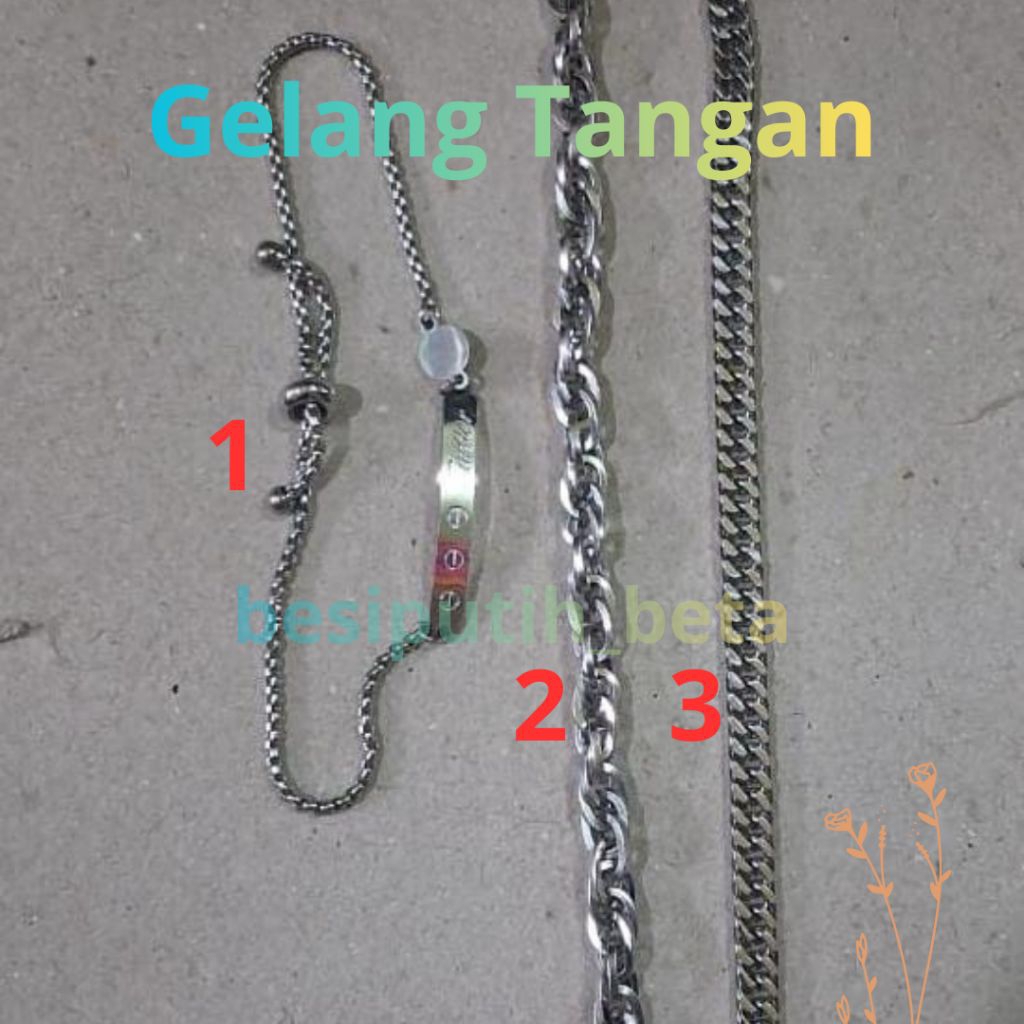 Gelang serut / rante besi putih ambon / besi putih asli