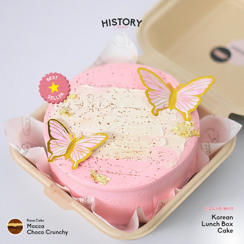 Historycake Korean Cake Lunch Box Kue Tart Korea Rasa Mocca Choco Crunchy Viral Bandung