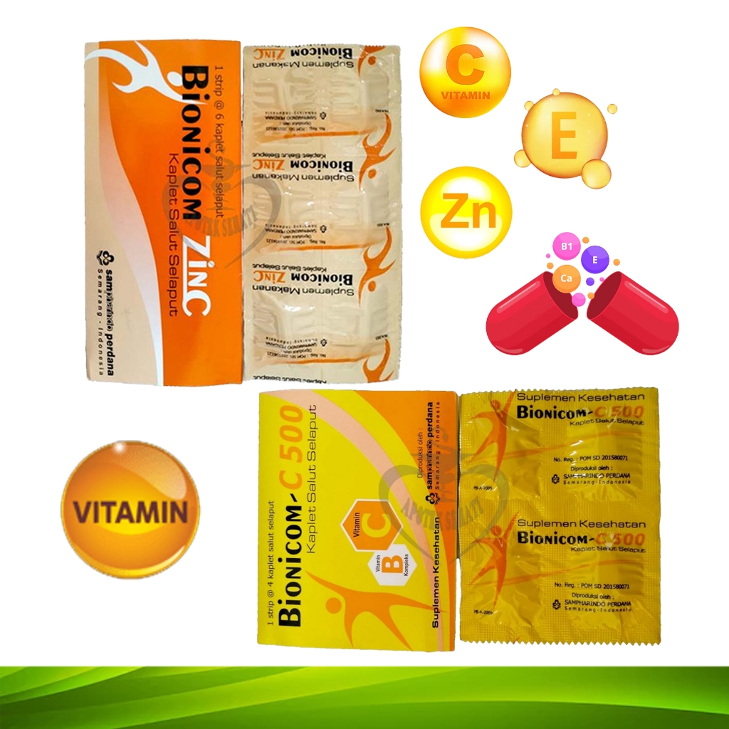 BIONICOM ZINK ZINC SUPLEMEN MAKANAN PLUS VIT C PER STRIP