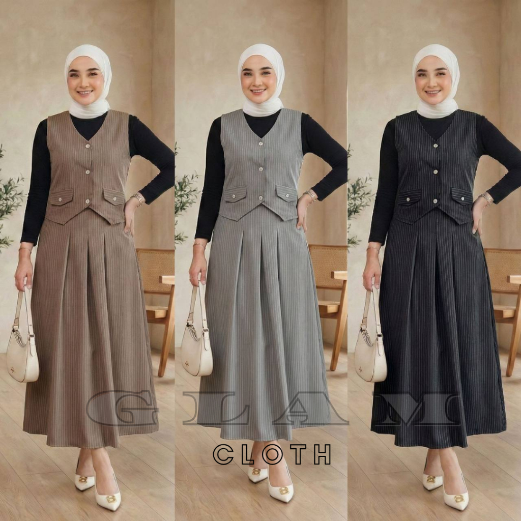 Glam - Vest Set - One Set Rok - Set Blazer Wanita - Setelan Rok Wanita - Setelan Rok - Rok Panjang
