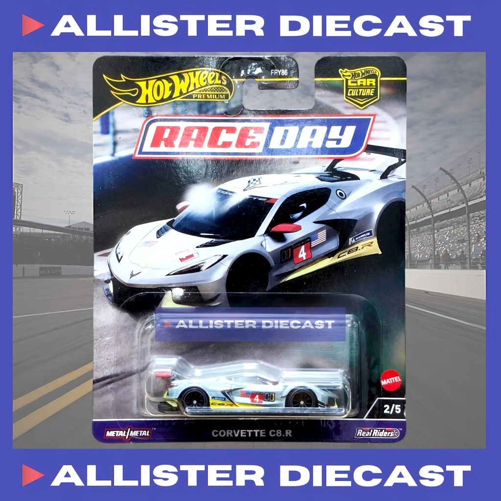 PREMIUM Hot Wheels Corvette C8R Race Day Hotwheels Corvette C8R Grey HW Race Day Hot Wheels Corvette