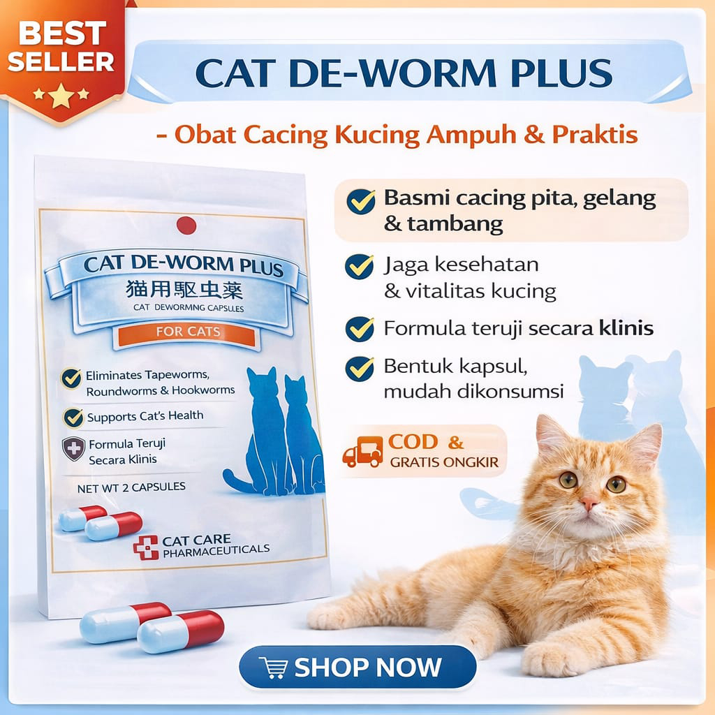 CAT DE-WORM PLUS Obat Cacing Kucing Ampuh Basmi Semua Cacing Obat Cacing Kucing Dewasa Bebas Cacinga