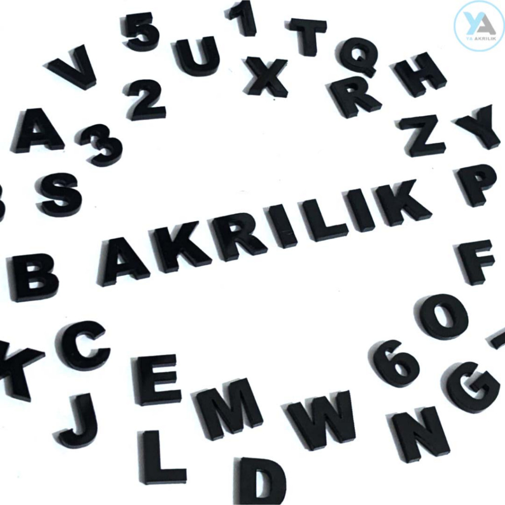 Huruf Akrilik Hitam 2 mm | Angka Akrilik | Huruf Abjad Akrilik Hitam | Huruf Alfabet