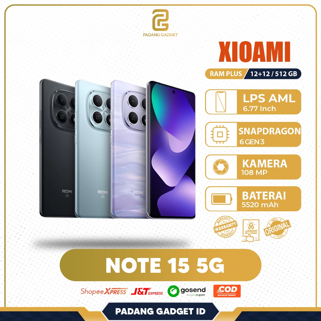 Xiaomi Redmi Note 15 5G NFC Smartphone KAMERA 108 MP OIS Layar Amoled 120 Hz Garansi Resmi 12 Bulan