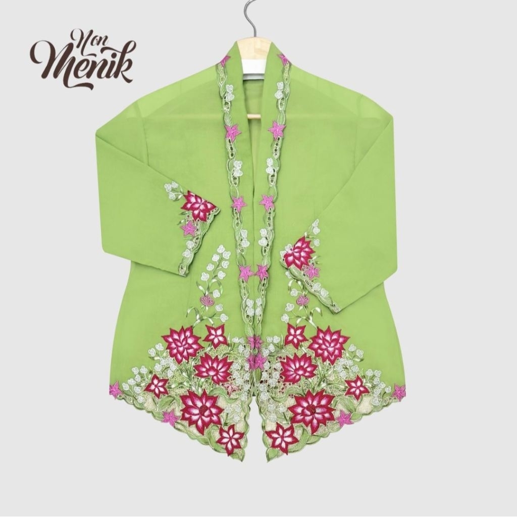 XL KEBAYA APPLE GREEN BUNGA2