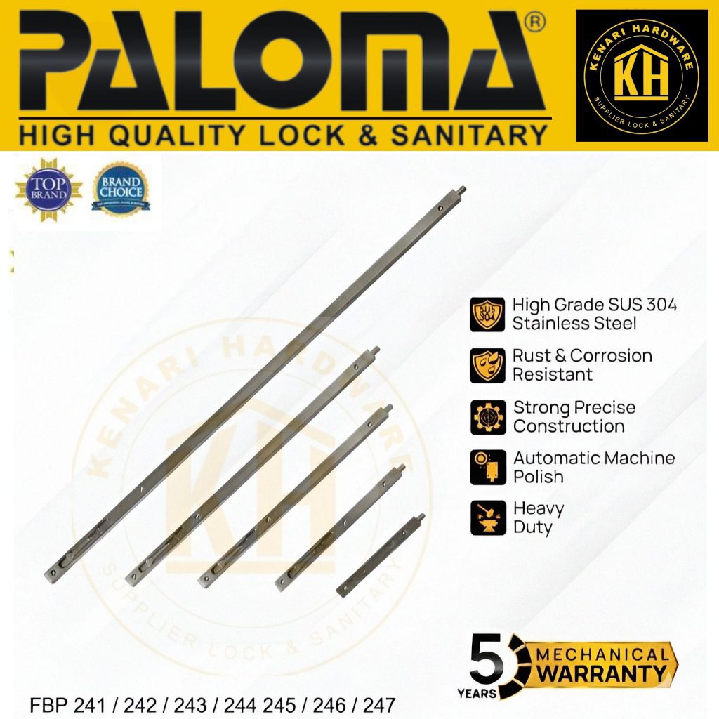 PALOMA FBP 241 242 243 244 245 246 247 Flush Bolt Grendel Tanam Slot Kunci Pengaman Pintu Jendela Ru