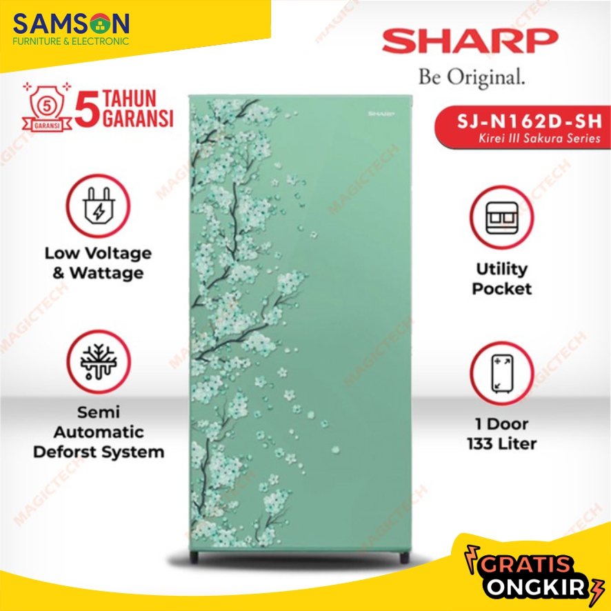 KULKAS SHARP 1 PINTU SJ-N162D-SH Kirei III Sakura Series 133L -HIJAU