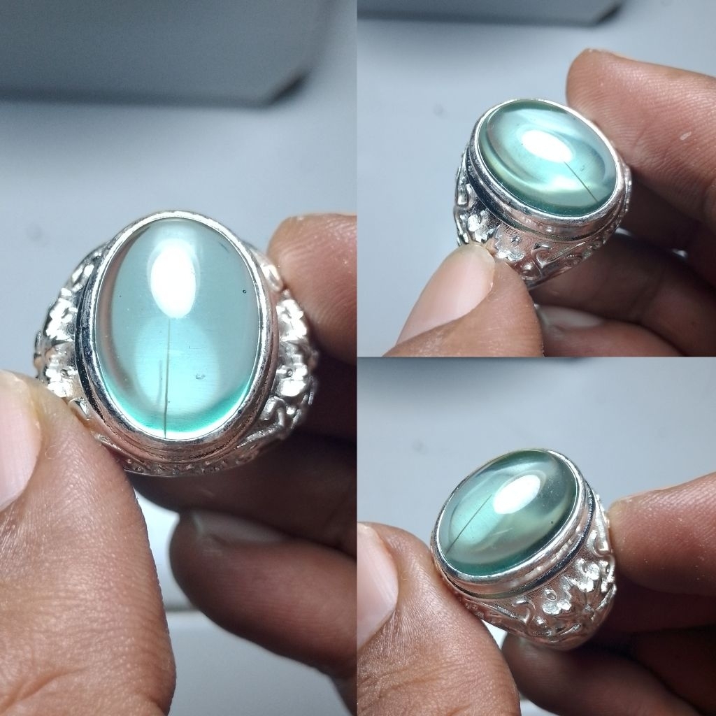 Batu cincin natural kinyang air kinyang daun unik rambut dlm batu Cc54