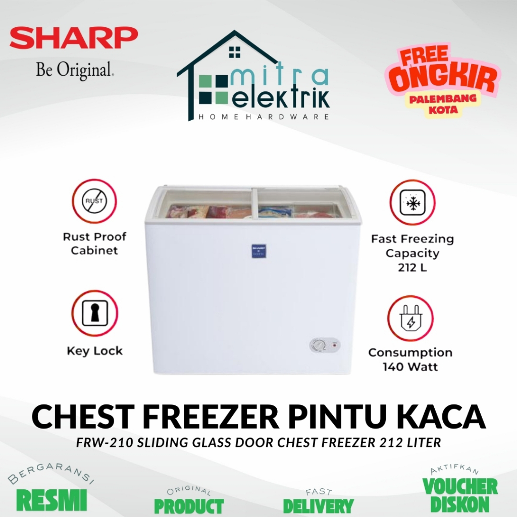Chest Freezer SHARP FRW210 212 Liter 140 Watt Sliding Glass Door
