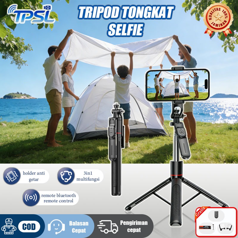 [Promosi]Portabel Bluetooth Selfie Stick Tripod,170CM,Dapat dikendalikan dari jarak jauh via Bluetoo