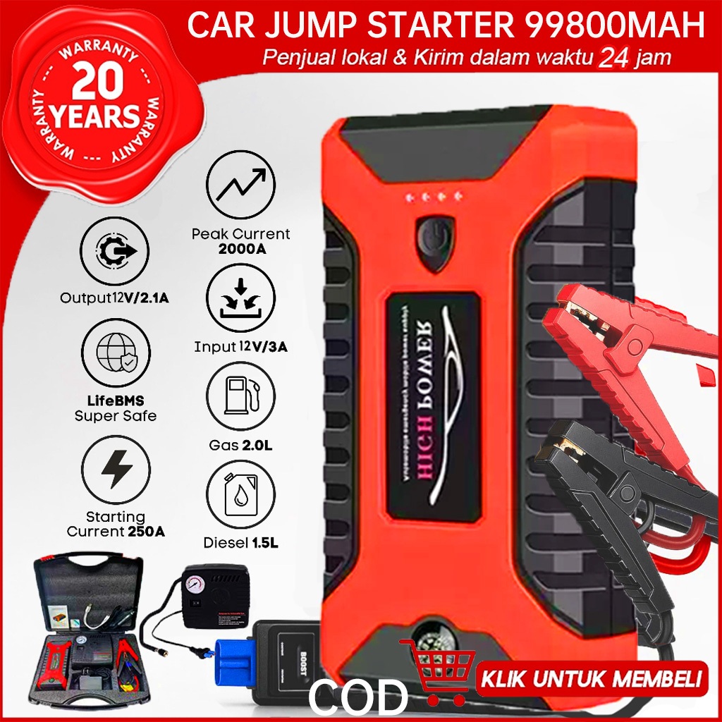 Jump Starter 100000 mAh Mobil Motor Power Bank 100000mah Jumper Aki Portable Jumper Aki Mobil Motor