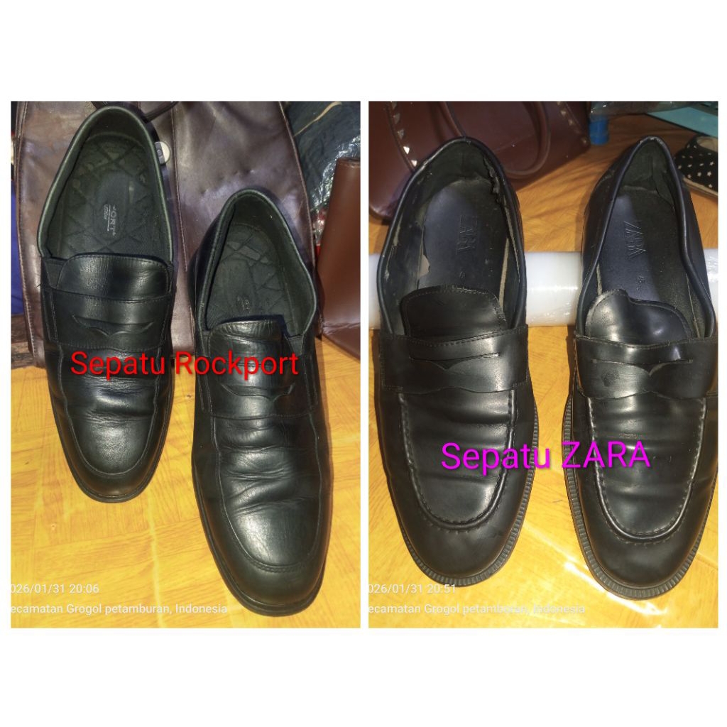 SEPATU PRIA  ORIGINAL Rockport/ Zara hitam/Preloved