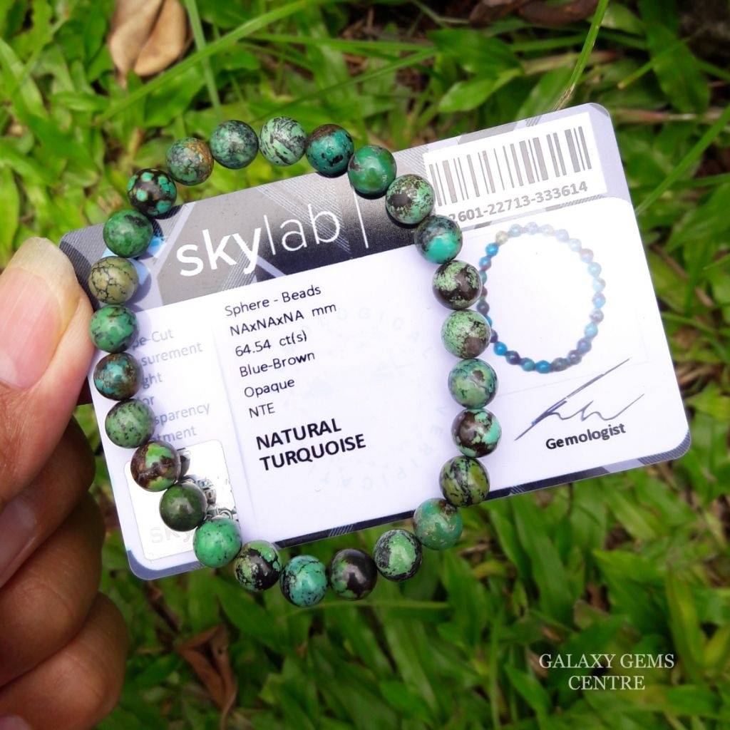 Permata Natural Batu Pirus Turquoise Gelang Tanpa Treatment NTE Include Certificate Memo