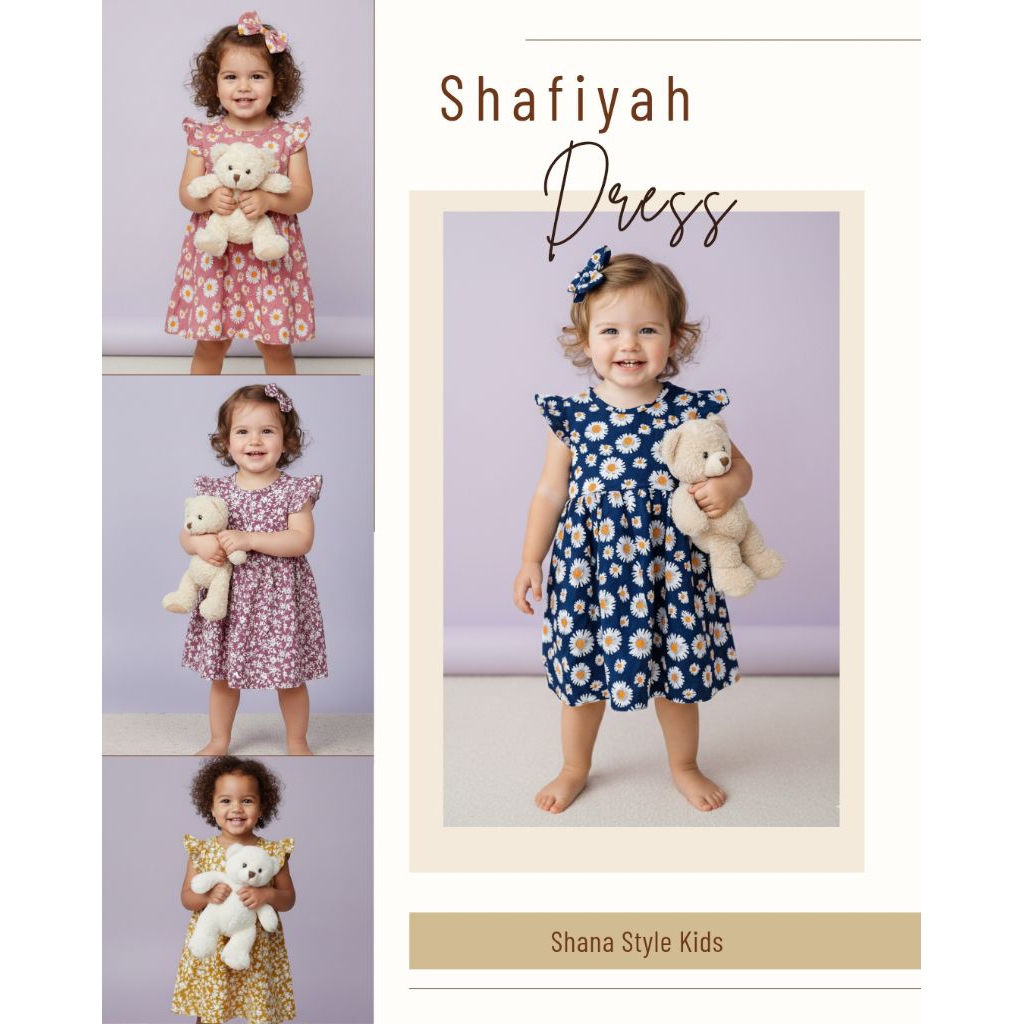 Shafiyah dress_ Dress anak perempuan umur 9 bulan sampai 2 tahun bahan rayon/baju harian anak cewek/