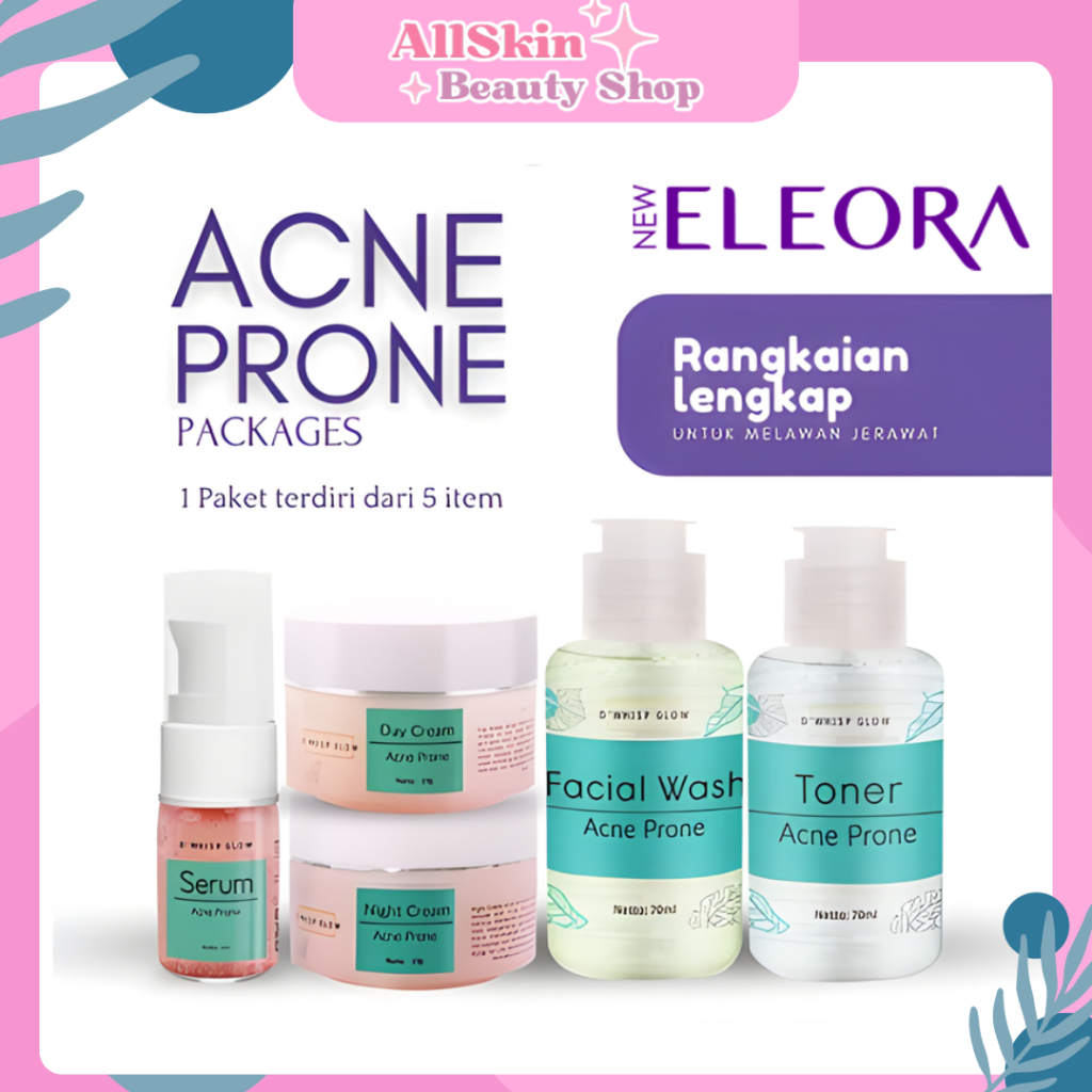 Eleora D'Whisp Glow Paket Acne Prone Skincare Perawatan Set Kecantikan