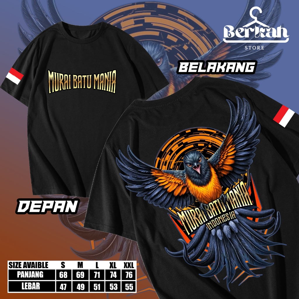 KAOS MURAI BATU JAWARA/KAOS TSHIRT NEW DESAIN PECINTA MURAI BATU/KAOS BURUNG MURAI BATU/Baju Murai M