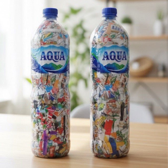 Ecobrick botol aqua 1,5 Liter padat